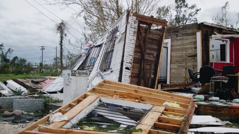 Lake Charles, Louisiana / USA - August 27, 2020: Hurricane Laura Category 4 Storm Damage
