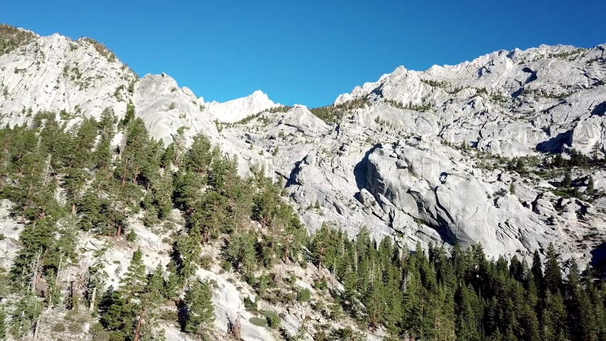 Aerial View on Mount Whitney, Tallest Mountain Peak in USA, Sequoia National Park, Sierra Nevada, California