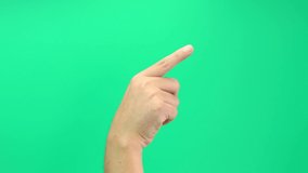 Sign language hands Isolated man hand showing the You sign symbol pointing something. Green Screen Compositing. pack of gestures movements on keyed chroma key background.