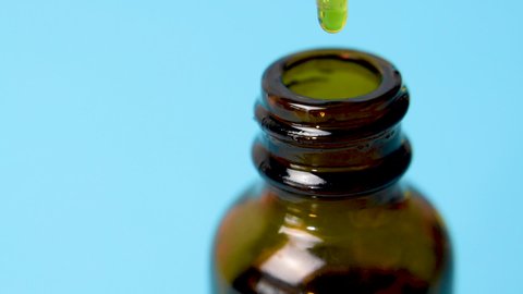 Organic essence. Green essential oil. Skin care and alternative medicine. CBD medical oil.