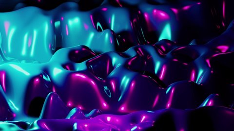 Stylish 3D Abstract Animation Color Wavy Smooth Wall. Concept Multicolor Liquid Pattern. Purple Blue Wavy Reflection Surface Macro. Trendy Colorful Fluid Abstraction Flow. Beautiful Gradient Texture วิดีโอสต็อก
