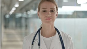 Portrait of Beautiful Female Doctor doing Video Chat