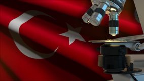 60FPS Turkey science concept with flag colored in red, white waving, UHD 4k 3d video background