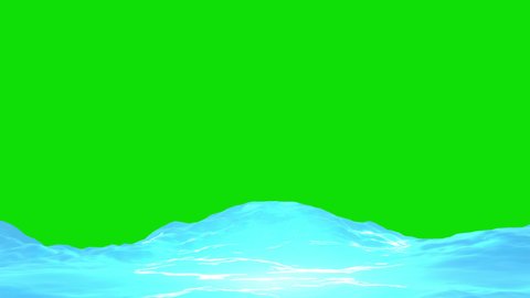 Looped cartoon ocean waves on green screen background animation.