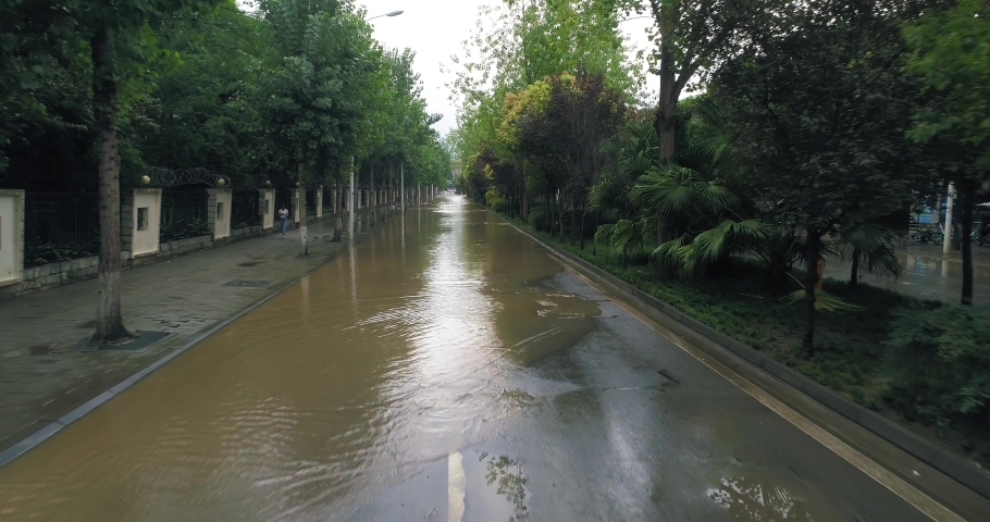 City been flooded in Jin Tang Sichuan China