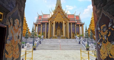 Wat Phra Kaew or Emerald Buddha Temple a tourist famous landmark which relate to religion in Bangkok Thailand. Amazing Thailand travel concept.
