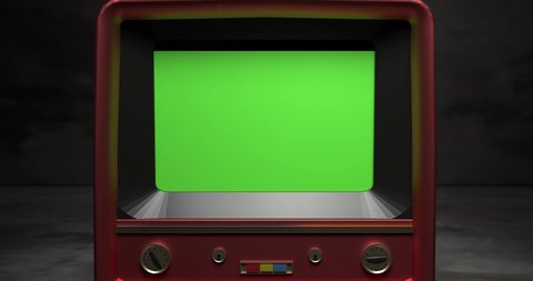 Vintage TV Television Green Screen. green screen of an old television vintage style