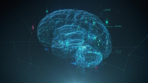 Futuristic human brain interface concept. Brain scan technology. Neurosurgery diagnostic