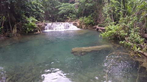 Deep forest Waterfall in Kanchanaburi (Huay Mae Kamin), Thailand
