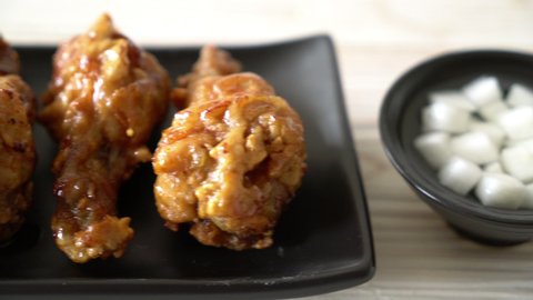 fried chicken with sauce in Korean style