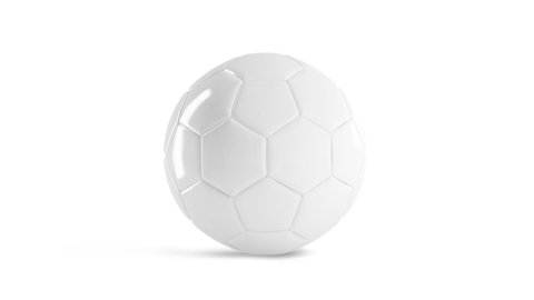 Blank white glossy soccer ball mockup, front view, looped rotation
