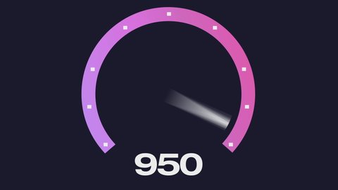 An animated simulated Internet bandwidth speed test gauge with speeds approaching 1 gigabit. Created in After Effects.  	