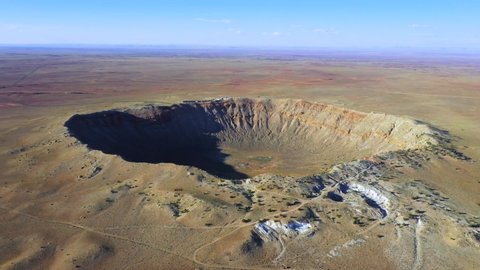 Drone View of Massive Meteor Impact Crater in Arizona Desert
