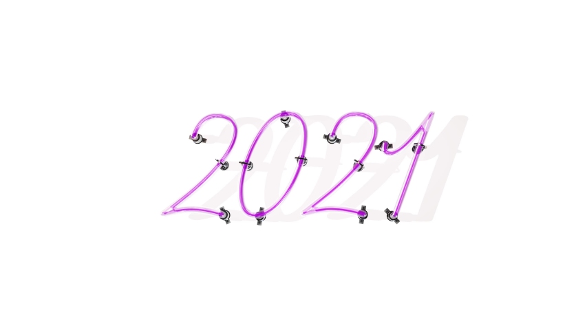 Bright pink neon sign saying 2021 on a white background, flashing new years eve 20 21 sign,  | Shutterstock HD Video #1058296591