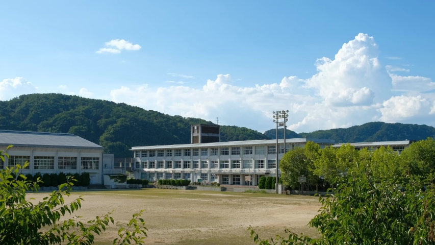 An empty Japanese school on summer vacation
 Royalty-Free Stock Footage #1058300563