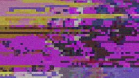 Glitch abstract backgrounds. Mobile device screen error. Digital pixel noise abstract design. Smartphone data decay wallpaper. Monitor technical problem. Video animated footage template vhs tv card