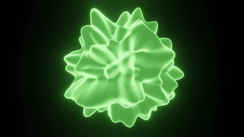 A glowing fluorescent green blob like object hovering in dark space. 3D rendered animation in loop.  Video de stock