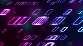 Blue and purple glowing neon abstract technology motion background. Seamless looping. Video animation Ultra HD 4K 3840x2160