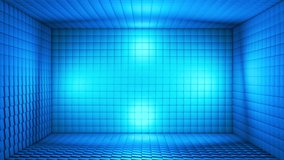 Broadcast Pulsating Hi-Tech Cubes Room Stage, Blue, Events, 3D, Loopable, 4K