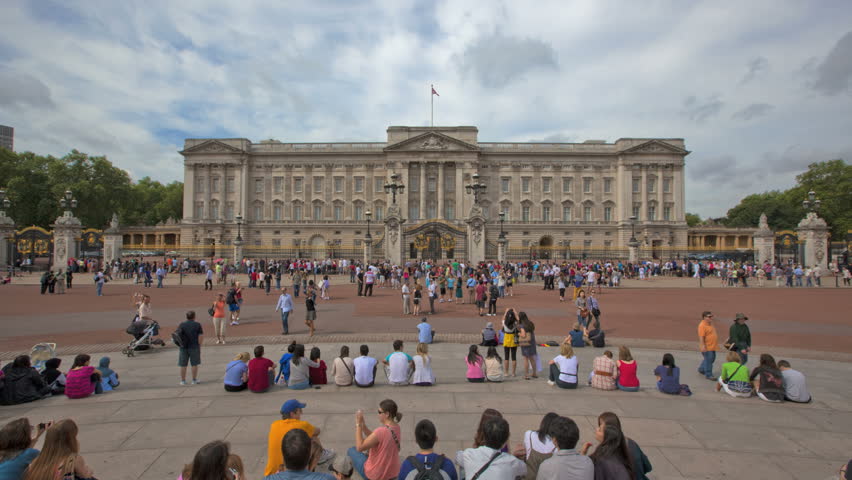 LONDON, ENGLAND - JULY 01: Time-lapse view of Buckingham Palace on July 01, 2010