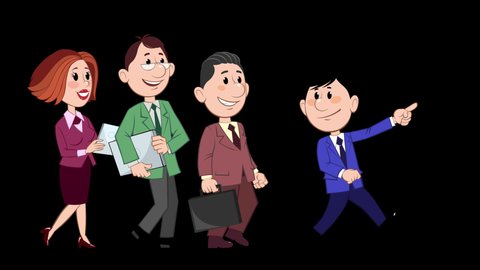 Leader His Team Looped Cartoon Animation Stock Footage Video (100% ...