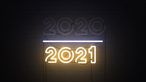 2020-2021 change Happy New Year 2021 neon sign background new year resolution concept