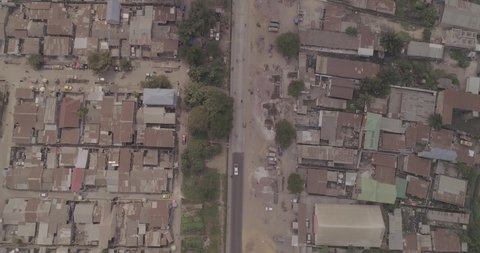 Drone top shot. Kinshasa, the capital city of Democratic Republic of the Congo... LOG profile