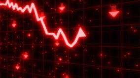 Stock Market Crash of Red Arrow Graph Going Down Into Recession - 4K Seamless Loop Motion Background Animation - Powered by Shutterstock - Get 15% off with code: PIKWIZARD15