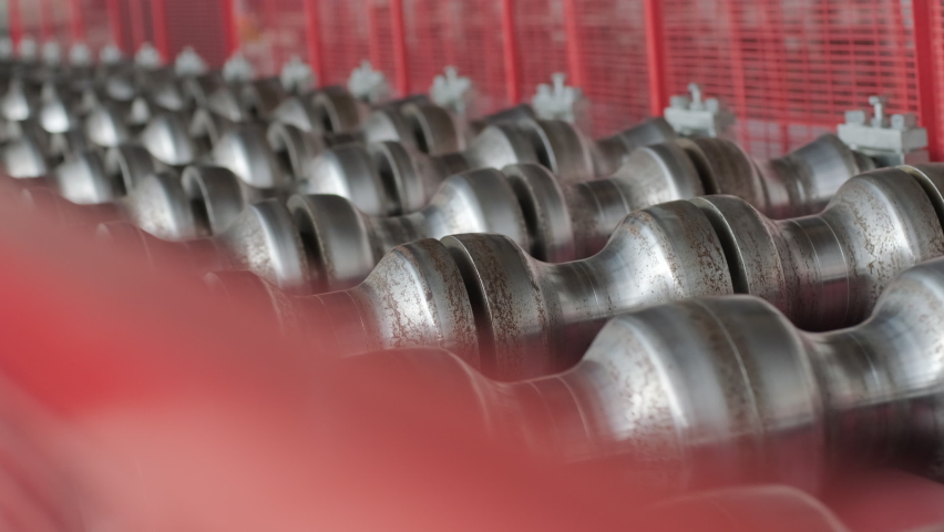 Metal sheet forming machine at the modern metalwork factory.