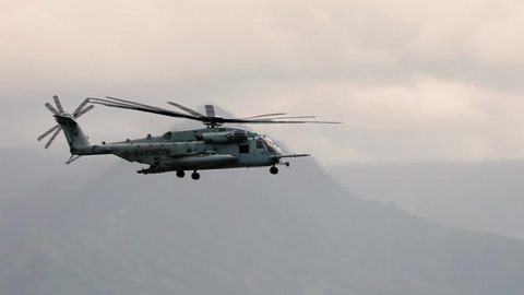 CIRCA 2020 - Marine Aircraft Group 24 conducts military training with Super Stallion and Venom helicopters and Osprey planes, Hawaii.