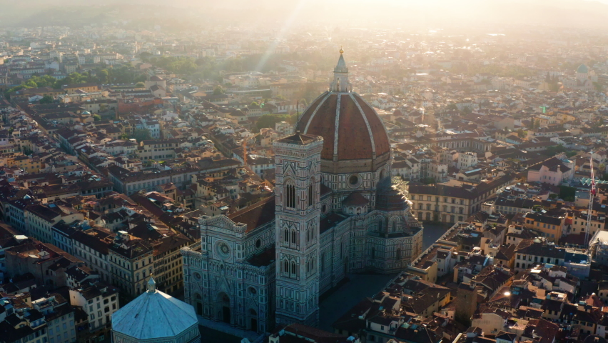 Cathedral of Saint Mary of the Flower at sunrise, Italy Royalty-Free Stock Footage #1058382613