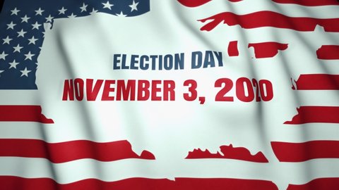 waving flag, presidential election day in US on November 3, 2020, background, loop animation