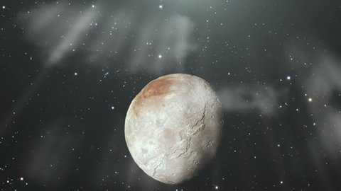 Approaching Charon, Moon of the dwarf Planet Pluto. Elements of this Image furnished by NASA.