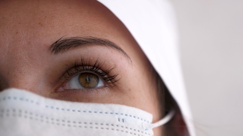 Close up of nurse with mask outside infection room Royalty-Free Stock Footage #1058399410