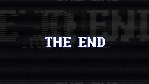 THE END Glitch Text Animation with Luma Matte, Old Gaming Console Style, Rendering, Background, Loop.
 วิดีโอสต็อก