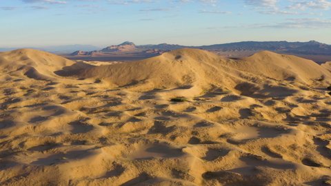 Aerial view of the Kelson Dunes in the desert of Mojave.
