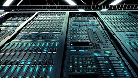 Camera Dolly Shot of a Working Data Center With Rows of Rack Servers in slow motion. Digitalization of Information. Big Data Storage. Dark server room in modern data center. Powerful servers, looped. - Powered by Shutterstock - Get 15% off with code: PIKWIZARD15