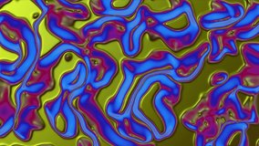 Vibrant Wavy Animation. Holographic green iridescent Waves. Futuristic iridescent holographic moving waves fractal loop. Colorful neon flowing liquid waves video animation.  