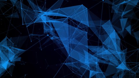 Motion graphic of blue polygonal and line abstract background, Zoom in.