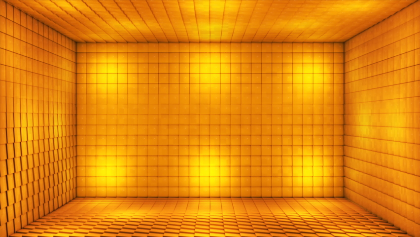 Broadcast Pulsating Hi-Tech Cubes Room Stage, Golden, Events, 3D, Loopable, 4K Royalty-Free Stock Footage #1058428009