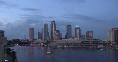 Tampa Bay City Skyline At Dusk 