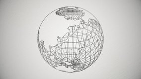 Abstract background with animation of blueprint drawing earth globes. Animation of seamless loop. - Powered by Shutterstock - Get 15% off with code: PIKWIZARD15