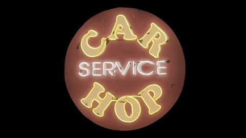 A Retro Sign For Carhop Service At A Vintage Drive Thru Diner