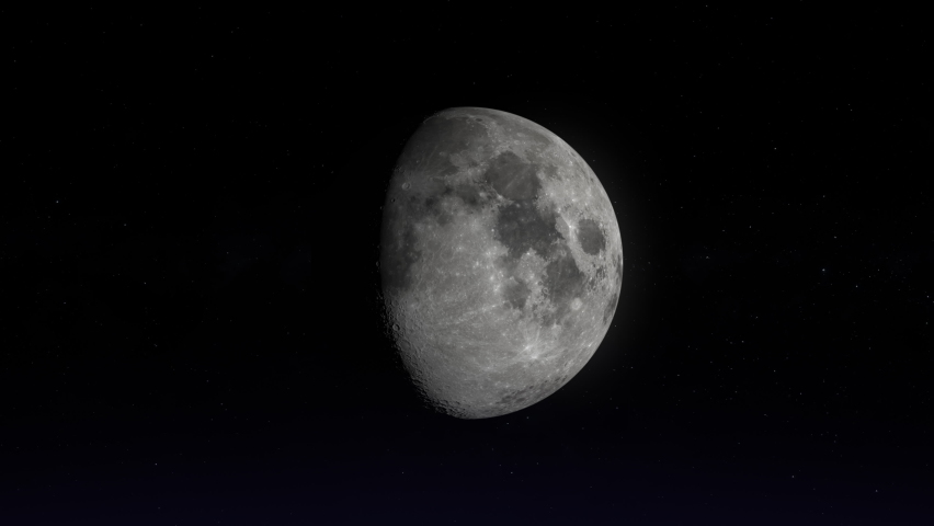 Ultra realistic lunar phases. Moon phases. 3D moon and stars. Moon from space. [ProRes - UHD 4K]