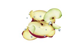 Animation of a sliced apple on the alpha channel.