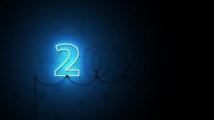 Animation 4K. 2020-2021 Change Happy New Year 2021 neon sign background new year resolution concept. | Shutterstock HD Video #1058449375