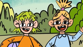 two little friends turn older cartoon animation