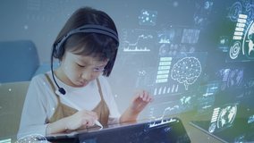 Online education concept. Online class. Asian little girl studying at home. Education. EdTech. - Powered by Shutterstock - Get 15% off with code: PIKWIZARD15