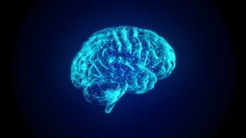 Ai brain floating, blue glow future, artificial inteligence concept