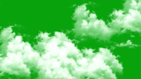 Moving clouds motion graphics with green screen background